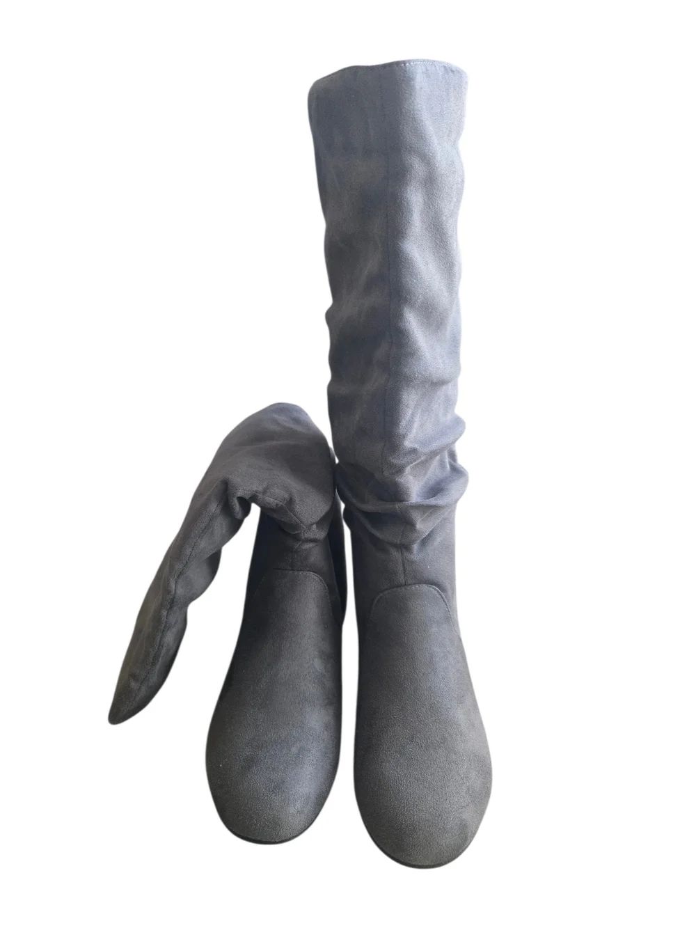 Classic Gray Suede Knee-High Boots - Women - Size 7.5